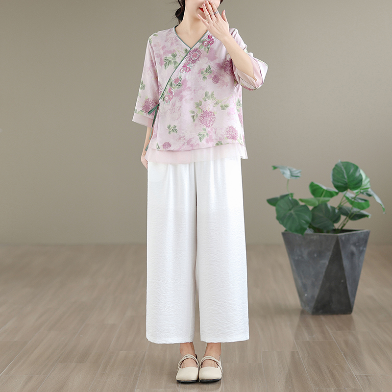 Elegant Cotton Linen Embroider - đánh giá và giá Linen Pant Wide