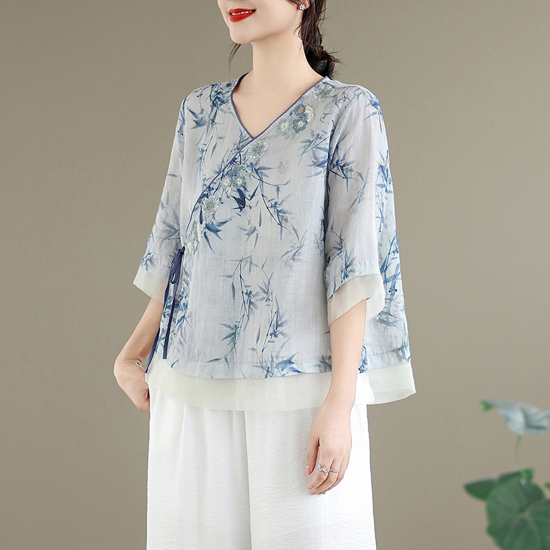 Elegant Cotton Linen Embroider - đánh giá và giá Linen Pant Wide