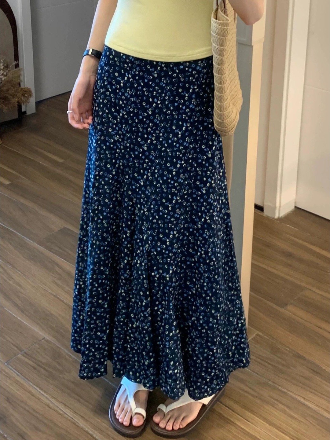 plus Size Floral Print A-Line  - đánh giá và giá Midi Skirt Floral