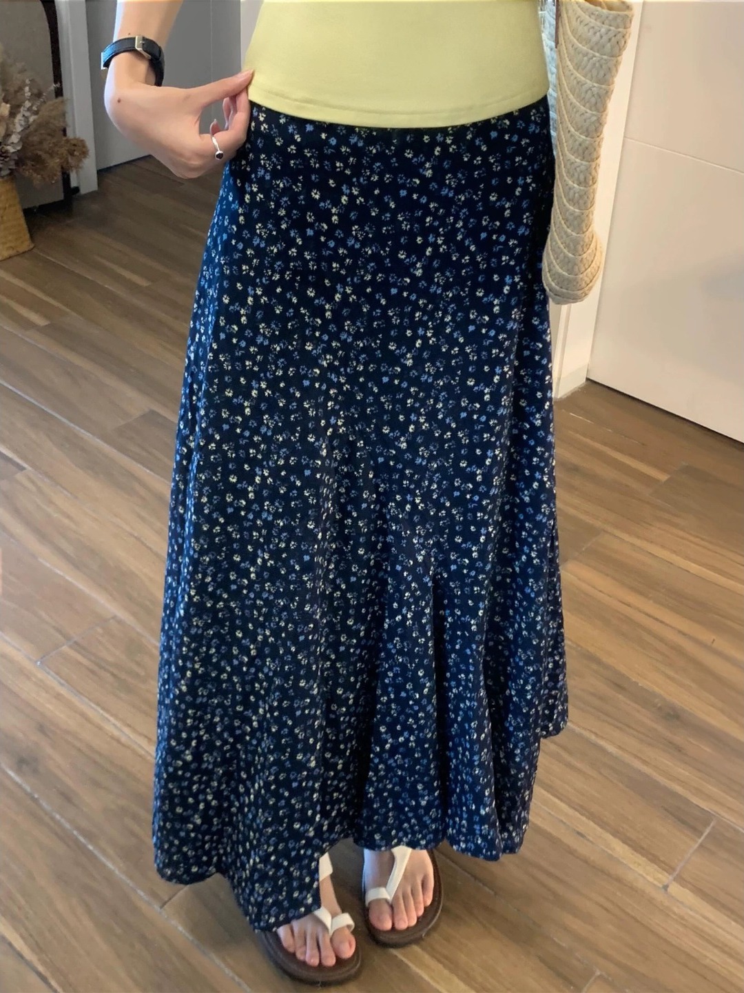plus Size Floral Print A-Line  - đánh giá và giá Midi Skirt Floral