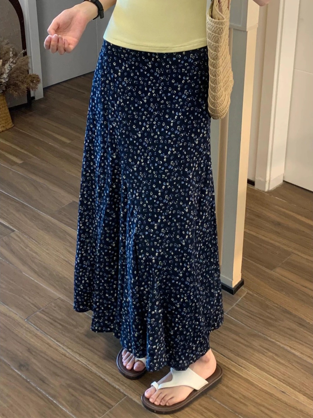 plus Size Floral Print A-Line  - đánh giá và giá Midi Skirt Floral