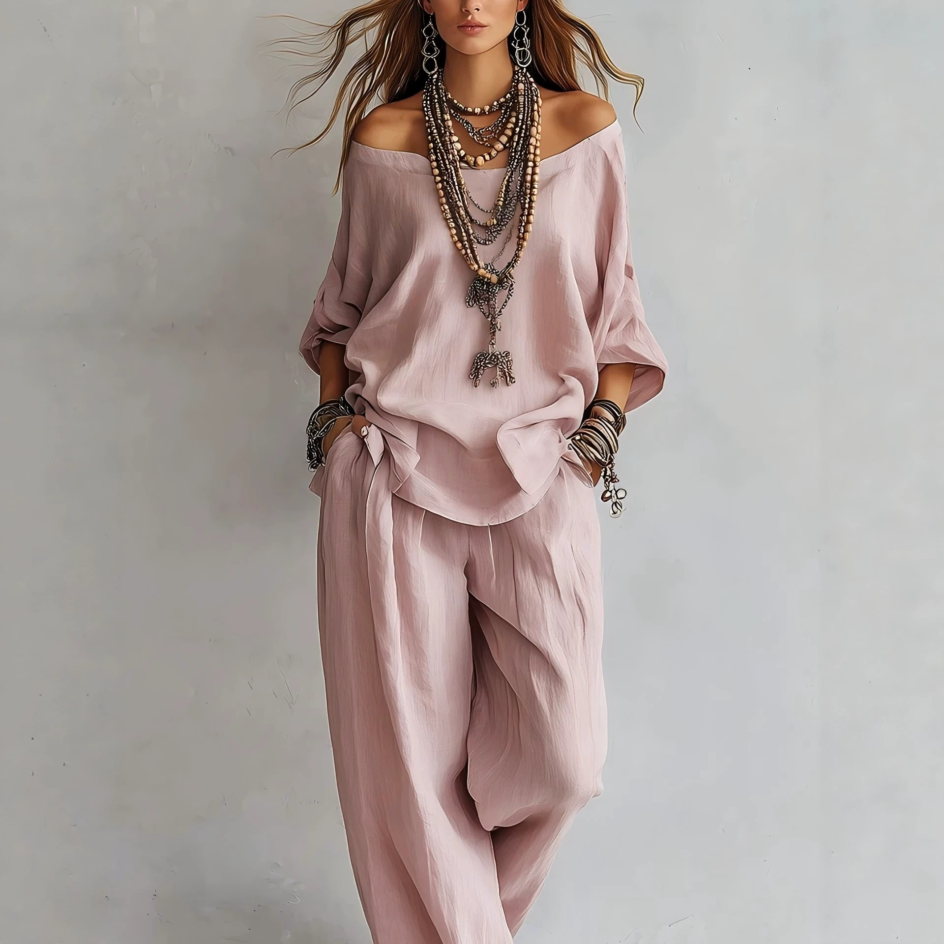 Casual Loose Linen Seven Sleev - đánh giá và giá Linen Pant Wide