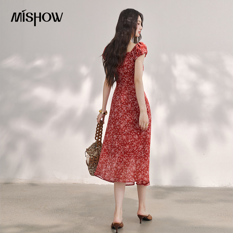 MISHOW Women's Vintage Red Flo - đánh giá và giá Midi Skirt Floral