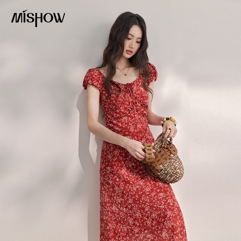 MISHOW Women's Vintage Red Flo - đánh giá và giá Midi Skirt Floral
