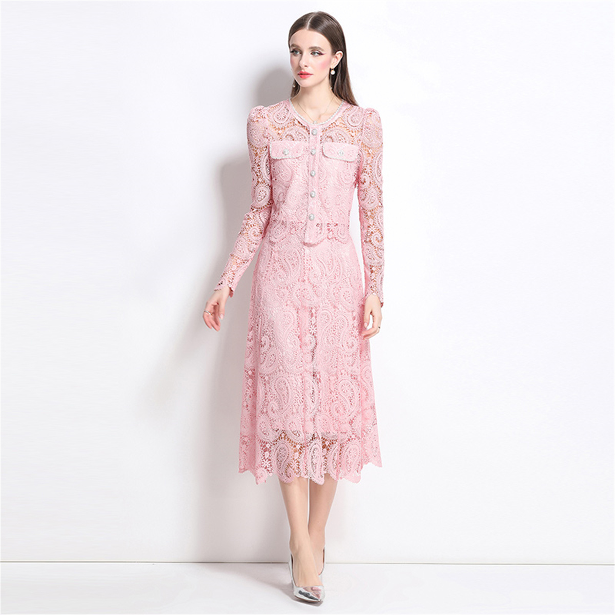 Spring Sweet Lace Flower Embro - đánh giá và giá Midi Skirt Floral